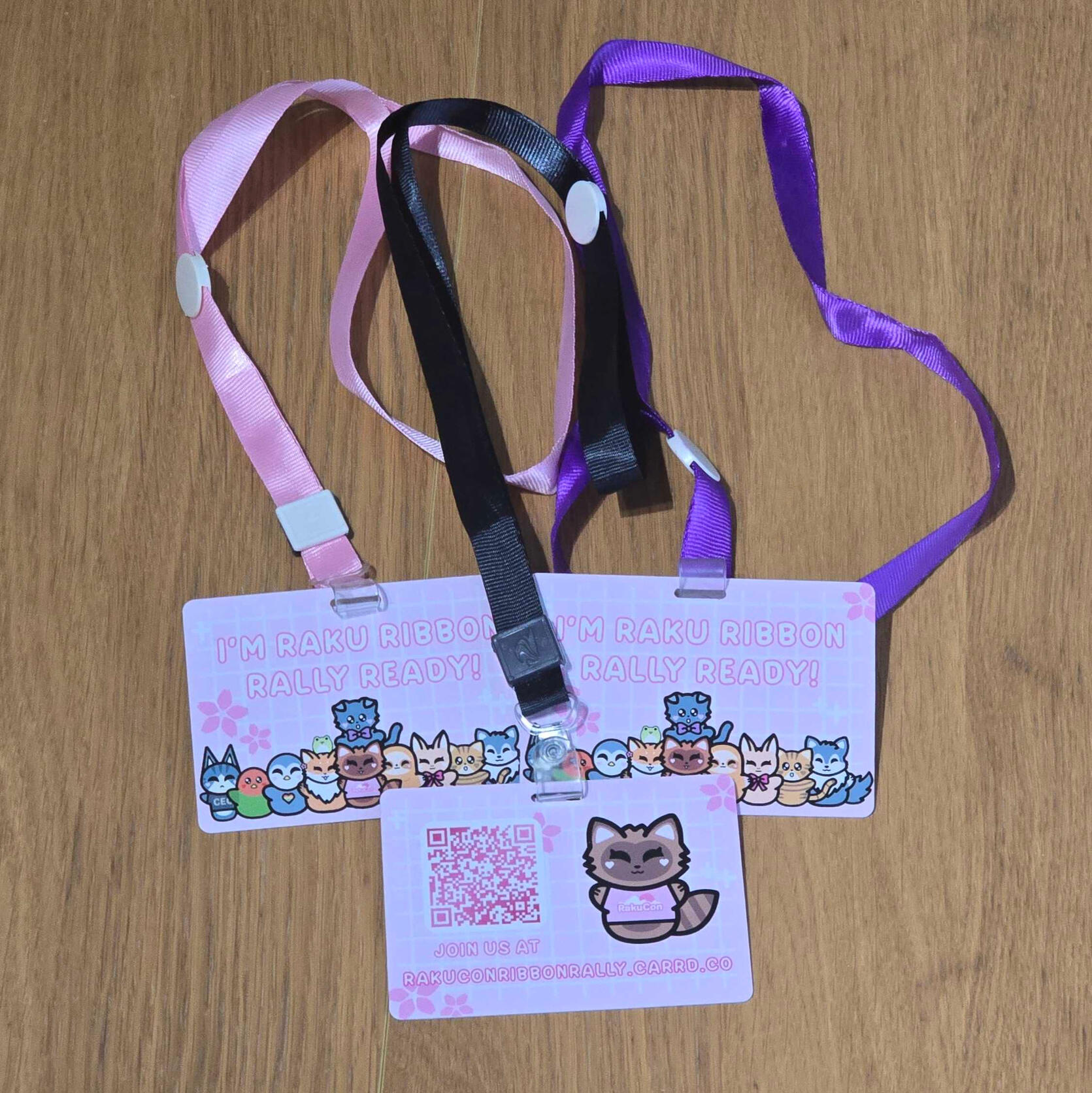 Pink, Purple or Black lanyard Pink, Purple or Black lanyard